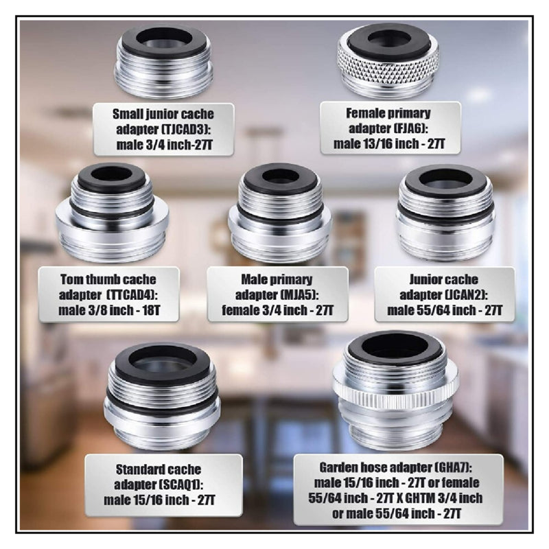 14 Pieces Brass Sink Faucet Adapter Kit for Water Filter, Ionizer, Hos